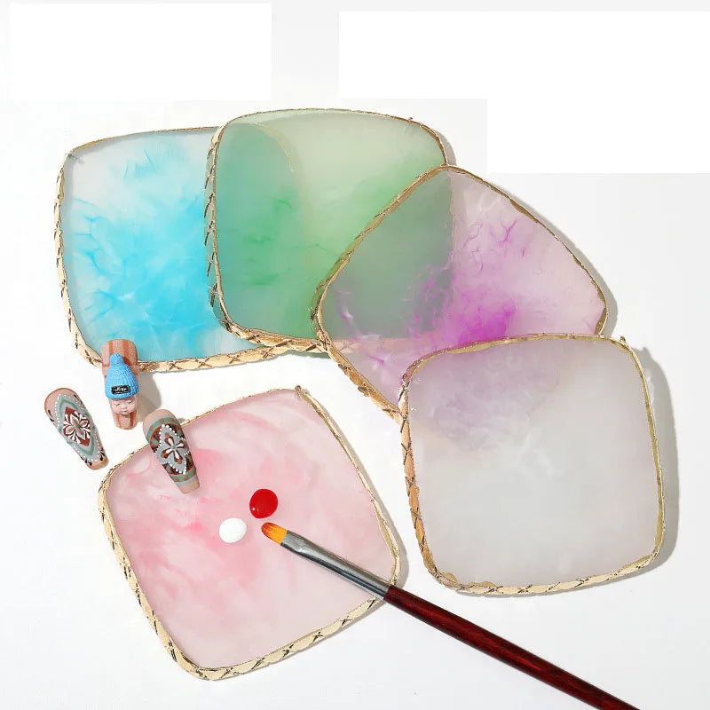 Professional Solid Resin Palette for Art Square Makeup Nail Color Display Mixing Pallet Nail Painting Tray Tool Mixed Colors