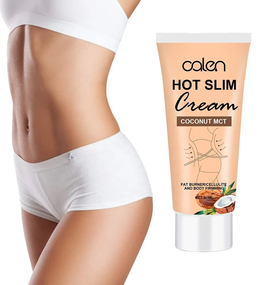 Oalen Herbal & Vegan Coconut Hot Slim Cream for Cellulite Workouts Boosts Body Heat Helps Fast Weight Loss with Vitamin C