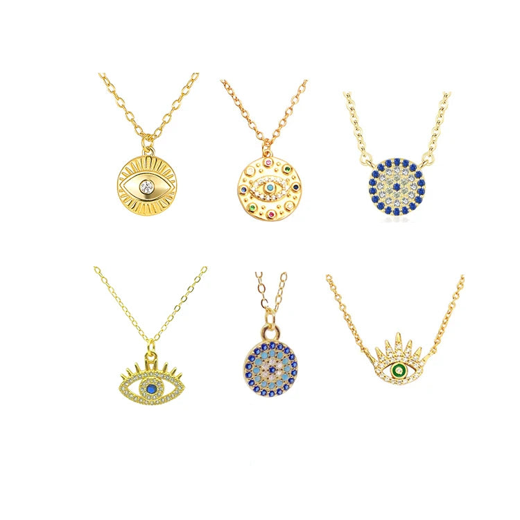 2023 Trendy Fashion Necklace for Women 925 Sterling Silver Gold Plated Eye Pendant Zircon Rhodium Plated for Weddings Parties