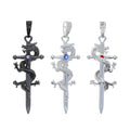 DUYIZHAO New Arrival Hip Hop Style Sword Pendant Fashion Jewelry Black Gold Plated Purple Zircon Dragon Pendant for Rapper Gift