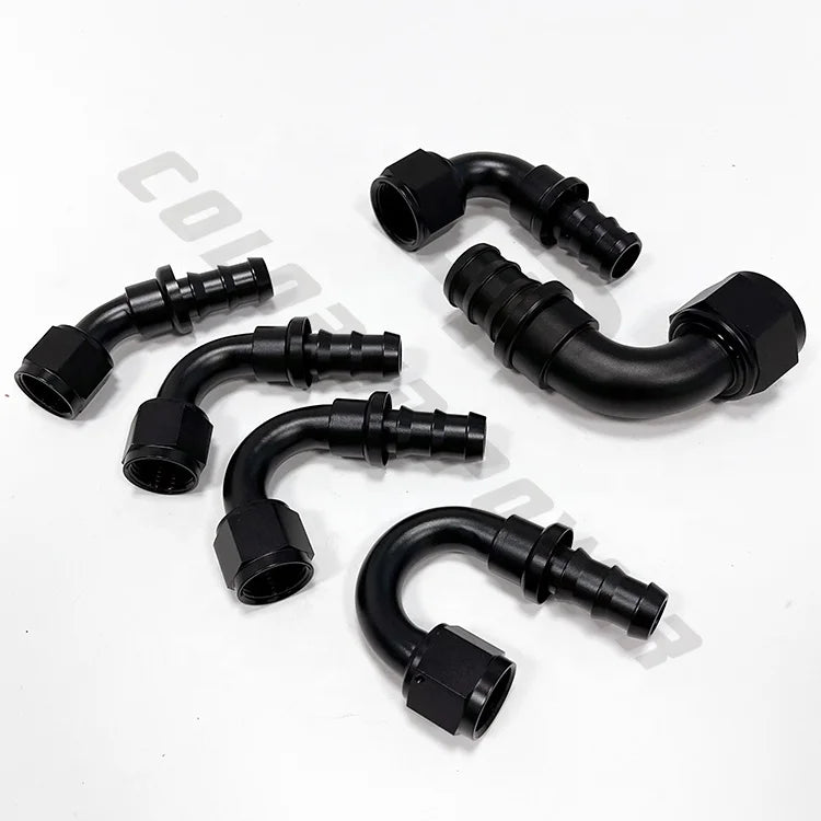 ColoredPower Custom Aluminum Anodized Black 90 Degree AN16 Female Push-lock Push on Fitting