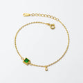 Fashion Jewelry Bracelets 925 Sterling Silver Emerald Bracelet square Green Zircon Charm Gold Plated Bracelets for Women