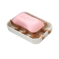 NO PLASTIC White Bamboo Fiber Soap Dish Holder Bathroom Shower Bar Case Box with Water Drain Tray