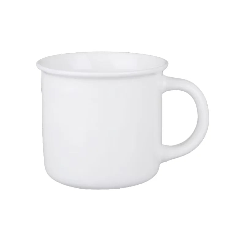 5 oz Customized  logo White or Colored Porcelain Campfire Mugs Enamel Shape Ceramic Mug