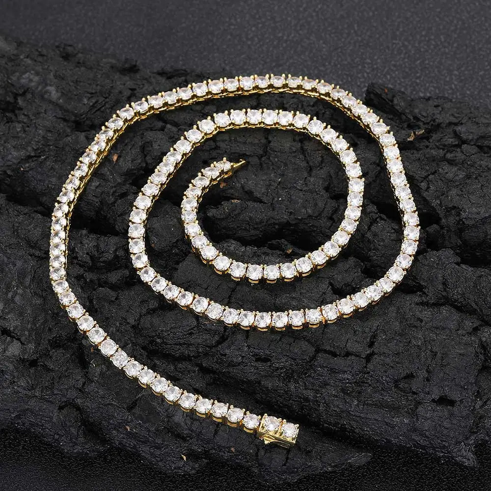 Nuoya Hip Hop 3/4/5mm Iced Out CZ Crystal Clasp Tennis Chain Clasp Lab Grown Diamond Tennis Chain Necklace MegaBDM