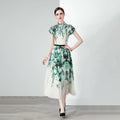 Set Women Printed Knit Tops Two Piece High Waist Mid Length Pleated Skirt 2 Pieces Custom Oem Casual Dresses