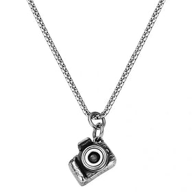 Fashion Vintage Stainless Steel Personalized Projection Camera Pendant Necklace for Couple Valentines Gift