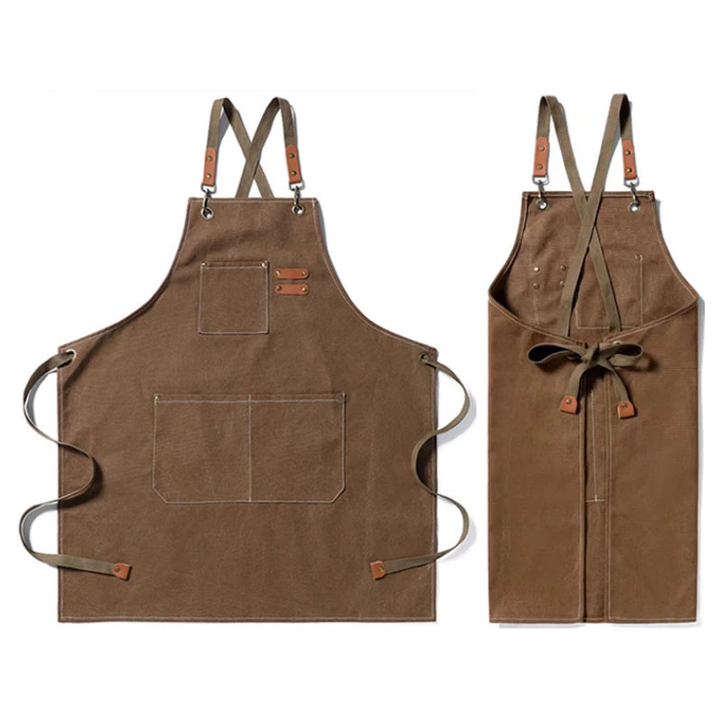 kitchen accessories Waterproof and oil-proof canvas cotton apron coffee shop kitchen home waist gardening denim work apron logo