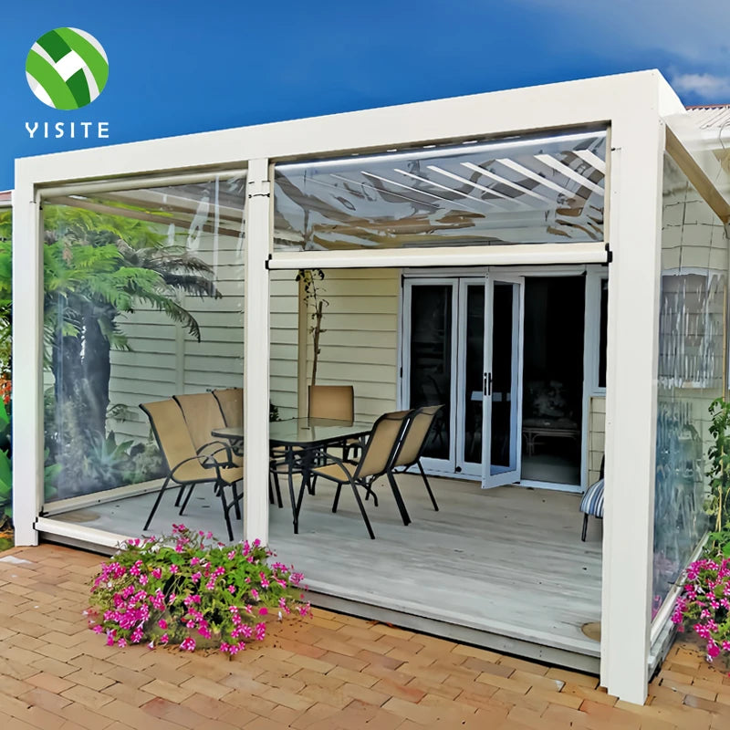 YST Built-in Electric Modern Outdoor Clear PVC Windproof Roller Blinds-Dustproof & Waterproof Weather Resistant