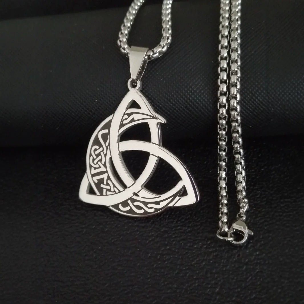 Necklace Vintage Rune Pendant Viking  Knot Stainless Steel Necklace Men and Women Titanium Steel Necklace