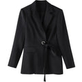 Women's Long-Sleeved Elegant Blazers Single Breasted Casual Office Jackets with Solid Pattern Top for Autumn Coats Clothing