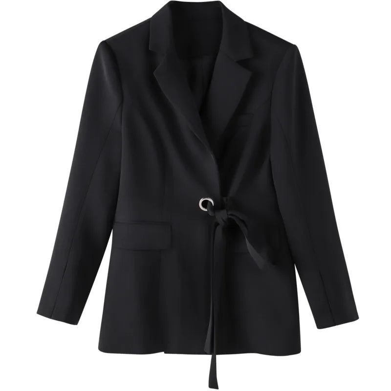 Women's Long-Sleeved Elegant Blazers Single Breasted Casual Office Jackets with Solid Pattern Top for Autumn Coats Clothing