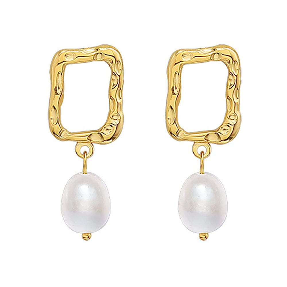 Irregular Geometric Freshwater Pearl Earrings Women Earrings
