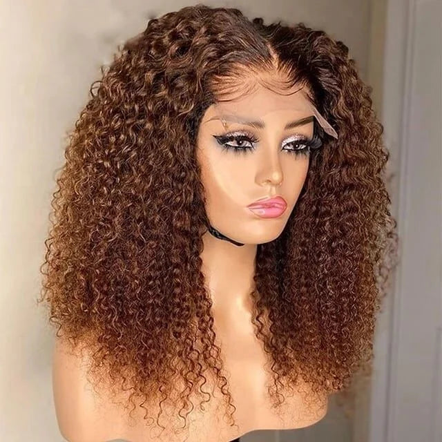 200% High Density 100% Remy Virgin Human Hair Brown Color Wig Unprocessed Glueless Afro Kinky Curly Wigs for Black Women