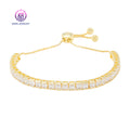 Kirin 14K Gold Plated Cubic Zirconia Heart Shape Classic Tennis Bracelet for Women Adjustable Slider Silver Gift
