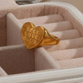 Fashion Jewelry Rings 18K Gold Plated Stainless Steel Letter Heart Shaped Ring for Women Girls