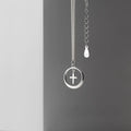 925 Sterling Silver Small Cross Pendant Necklace Statement Round Circle Shape Collares Necklaces Fine Jewelry for Women