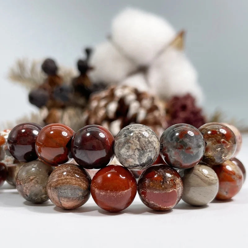 Natural Smooth Red Flame Jasper Gemstone Loose Beads for Jewelry Making & DIY Handmade Crafts 4mm 6mm 8mm 10mm 12mm Stone Beads