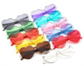 New Trendy Wholesale Custom Logo Frameless Lens Eyewear Candy Color PC Rimless Sun Glasses Loving Heart Shape Sunglasses