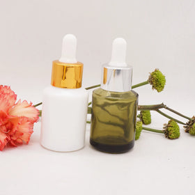 30ml Sloping Shoulder Olive Green White 120ml Glass Dropper Bottle for Coconut Oil