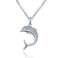 Fashion S925 Sterling Silver Clavicle Chain Dolphin Pendant Jewelry With Diamond Necklace