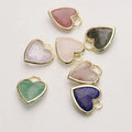 Newest Lovely Small Size Gemstone Made Heart Pendant Fashion Gold Bezel Natural Handmade Amethyst Stone Heart Charms
