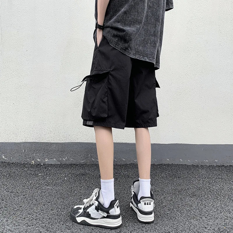 Cargo Shorts Men's Summer Thin Casual Knee Length Pants Sports Loose Running Gym Shorts Men Multi-pocket Big Pocket Shorts