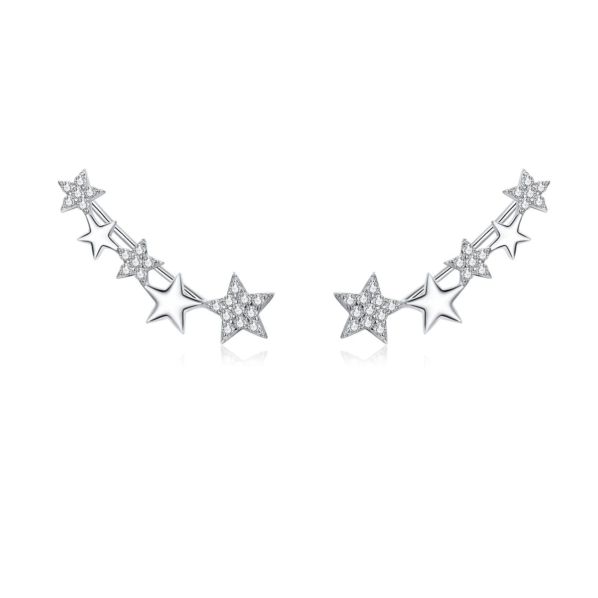 Factory Shining Star Long Stud Earrings for Women 925 Sterling Silver Zirconia Statement Jewelry Boucles Brincos Bijoux BSE351