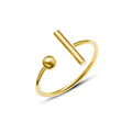 Minimalist T Word Adjustable 18K Gold Plated  Stainless Steel Open Couples Rings for Women Men