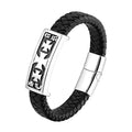 Stainless Steel Cross Bracelets for Men Genuine Leather Fashion Jewelry with Personalize Silver Bangles