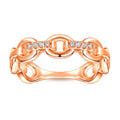 Rose Gold Plate Ring Chain Ring Silver 925 Sterling Women Zircon Ring