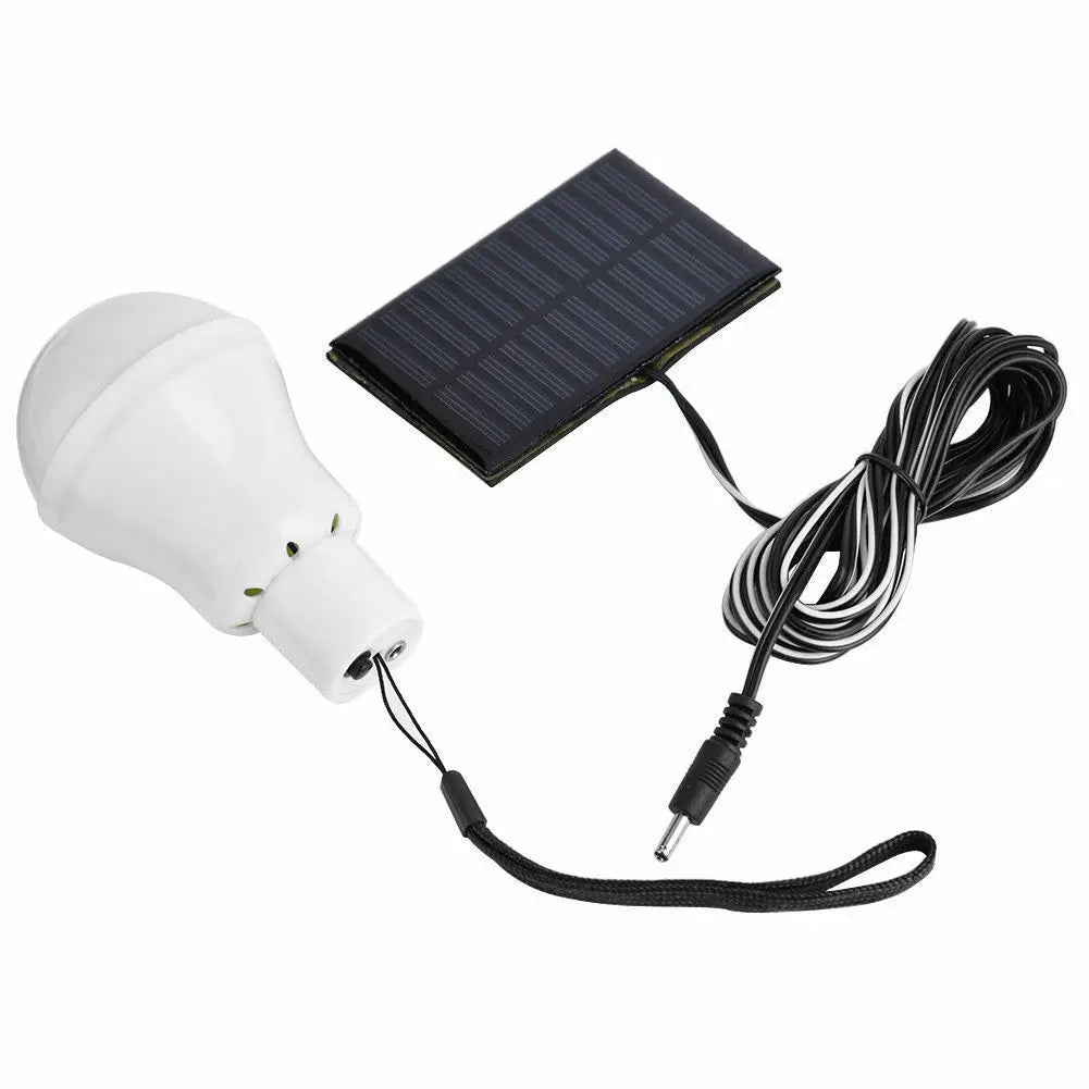 Rechargeable Solar Panel LED Bulb Lights E27 Base Outdoor Camping Tent Lamp for Garden Use