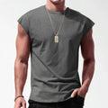 Men's Summer Sleeveless T-Shirt Casual Loose Solid Color Knitted Vest Sweatshirt Breathable Sustainable
