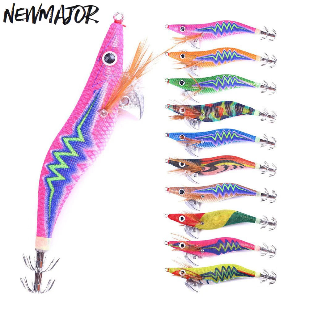 NEWMAJOR 12.2g-20g Artificial Hard Bait Printed PVC and ABS Plastic Squid Lure for Saltwater Fish Topwater Fishing