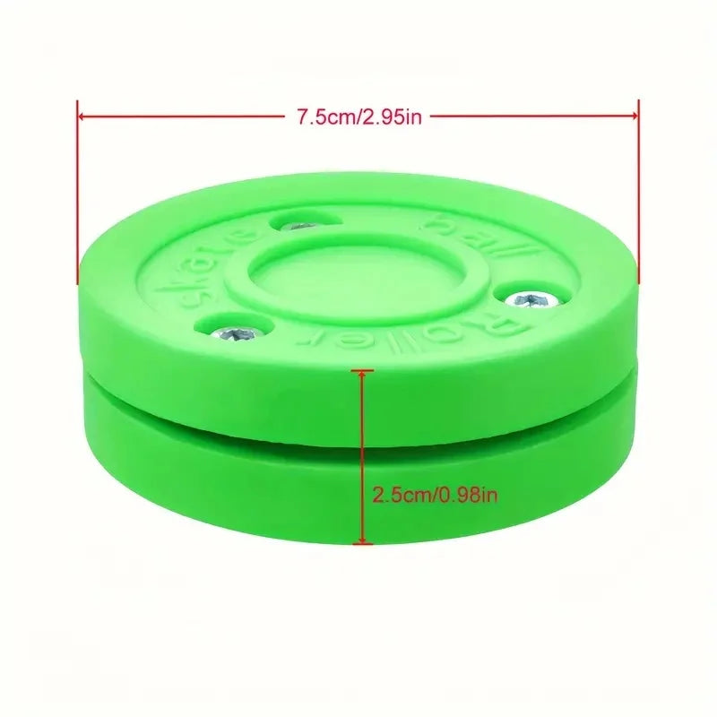 Durable Lightweight 2.5cm Thick Ice Hockey Puck Shock-Absorbing Green Bag for Roller & Field Hockey Training