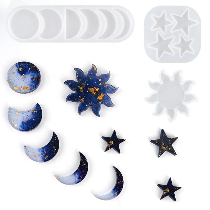 Moon Phase Pendant Molds Sun Star Ornament Silicone Mold for Home Decoration MegaBDM