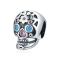 925 Sterling Silver Dark Style Hollow Skull Bones Grim Reaper DIY Bracelet Charms Fine Pendants & Beads for Woman Jewelry BSC524