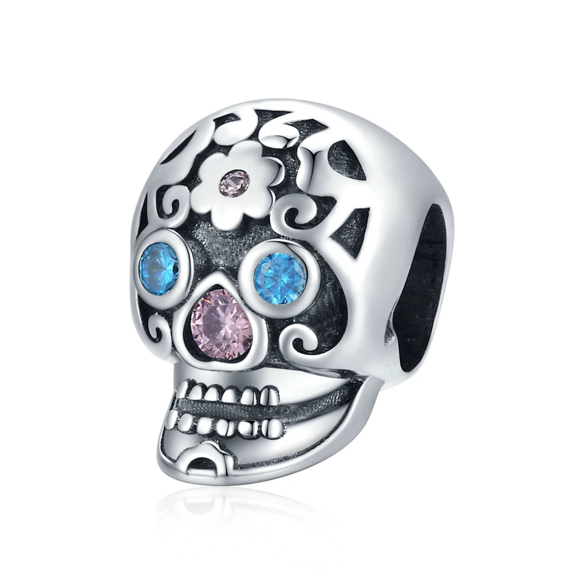 925 Sterling Silver Dark Style Hollow Skull Bones Grim Reaper DIY Bracelet Charms Fine Pendants & Beads for Woman Jewelry BSC524