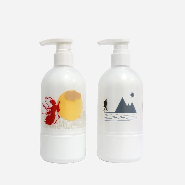 Borui 16oz Shower Shampoo Hair Conditioner Gel Face Mask & Lotion Bottles with Round Pump Sprayer Loose Powder PET