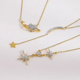 Wholesale Hot Sale Fashion Luxury Stainless Steel Gold Plated Eight Awn Star Pendant Necklace Fine Jewelry Necklaces for Women
