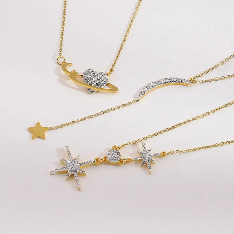 Wholesale Hot Sale Fashion Luxury Stainless Steel Gold Plated Eight Awn Star Pendant Necklace Fine Jewelry Necklaces for Women