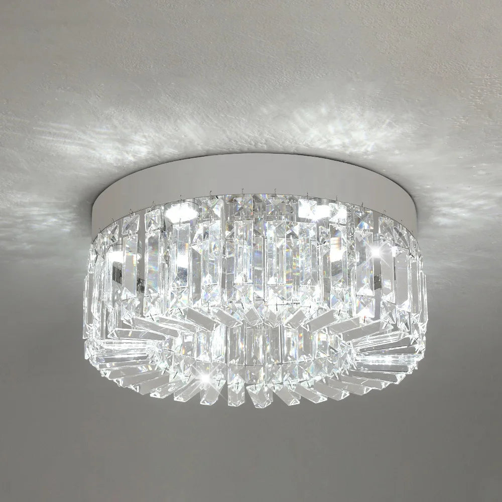 UK Warehouse Dropping Modern 50cm Diameter Crystal Stainless Steel Crystal Ceiling Chandelier  Round Chrome Led Pendant Light