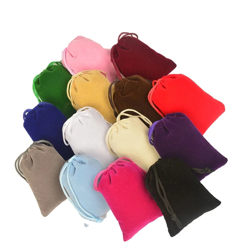 Custom Logo 5x7cm Recyclable Luxury Velvet Screen Printed Drawstring Bag Dust Jewelry Pouches Gift Packaging Bags