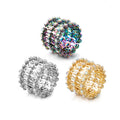 Magic 3-in-1 Folding Retractable Ring Bracelet Brass CZ Bracelet Telescopic 18K Gold Plated Rings Bracelet