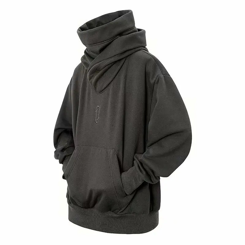 Autumn Winter Men's Retro High Street Hip Hop Eco-Friendly Breathable Anti-Wrinkle Knitted Hoodie Sweater Solid Pattern Loose