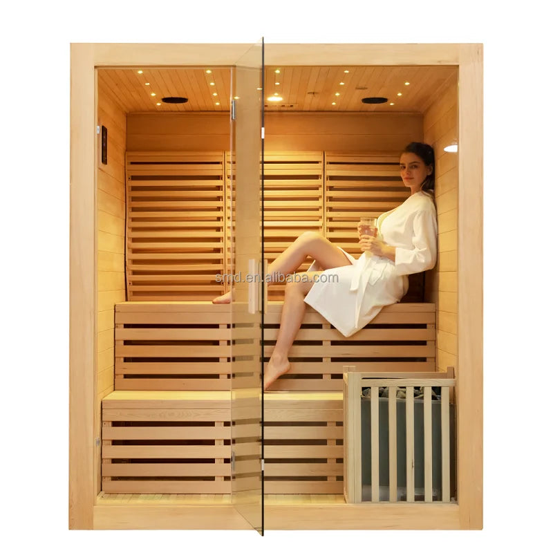 Factory Directly Sale Large Luxury Indoor Modern Home Double Layer Traditional Steam Sauna Dry Wood Sauna Room