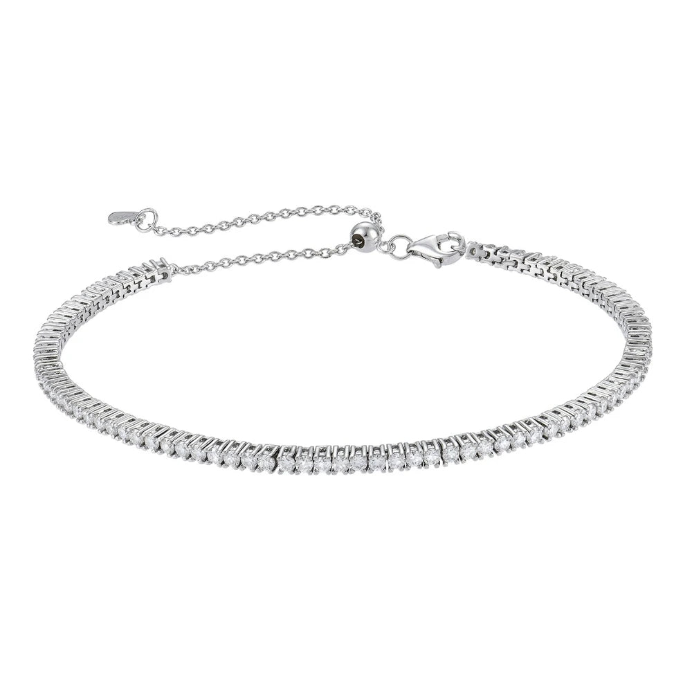 Elegant 925 Sterling Silver Moissanite Tennis Bracelet Rhodium Plated  Adjustable Moissanite Tennis Bracelet for Women