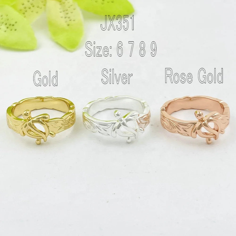 JX351 Turtle Ring Islander Jewelry Gold Silver Rose Gold Size 6 7 8 9 Ready to Ship Bijoux Hawaen