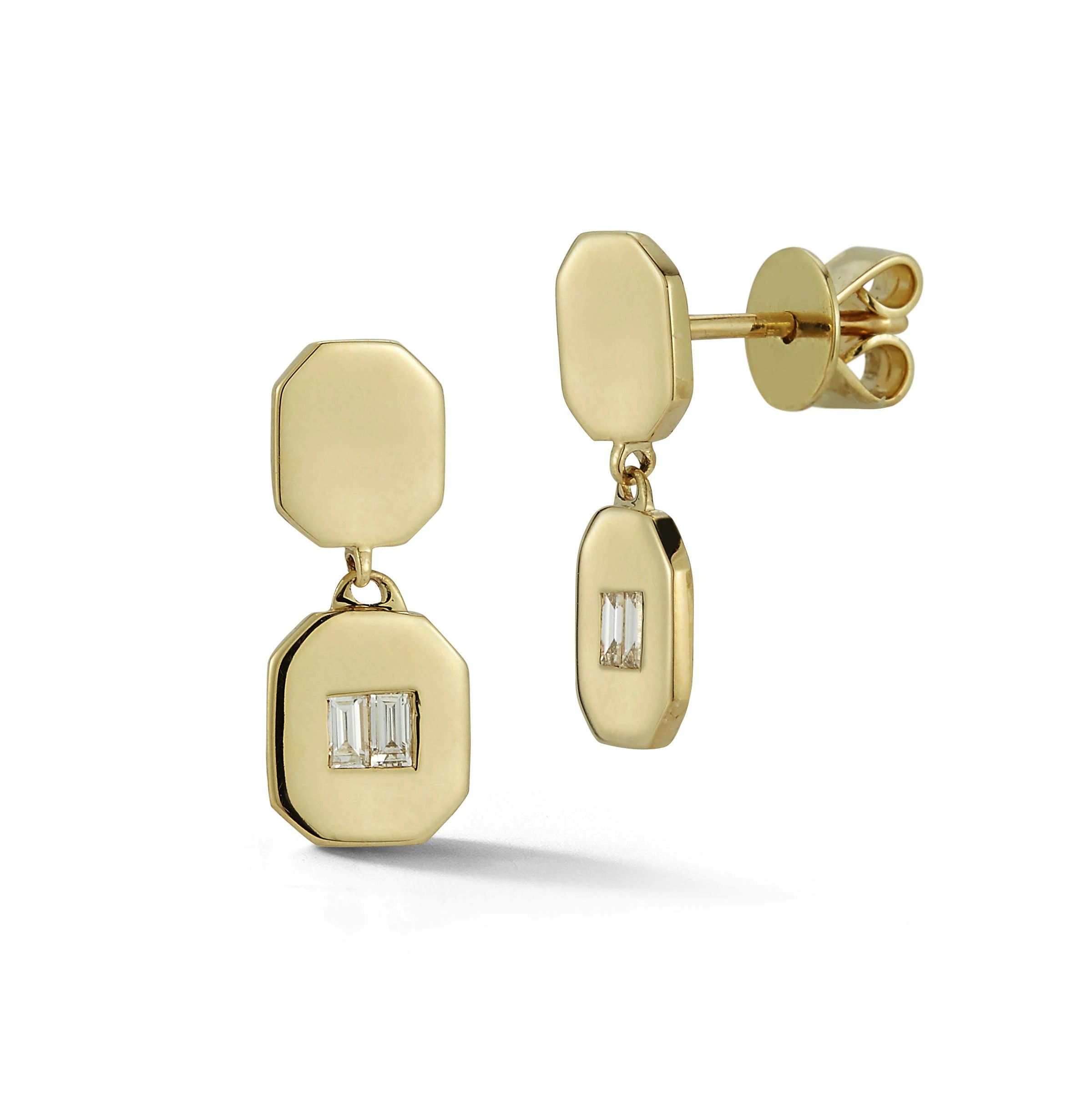 Milskye Great Fashion Jewelry for Women Cute Jewelry 18k Gold Plated 925 Silver Pearl Double baguette Drop Studs Earrings