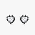 Ailmay 925 Sterling Silver Unique Fashion Black Zirconia Heart Stud Earrings for Women Girls Birthday Party Accessories Jewelry